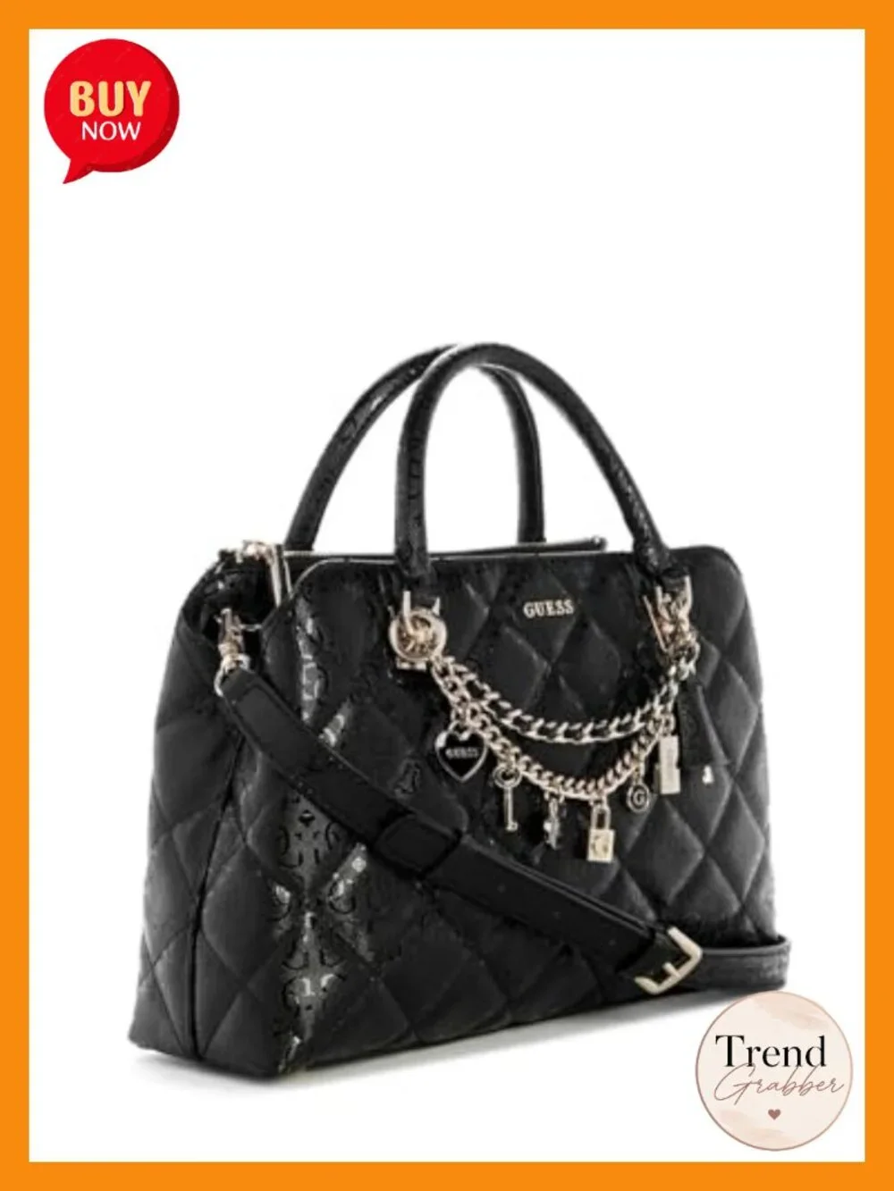 2 Compartment Satchel with Gold Hardware, Quilted PU Leather, Adjustable